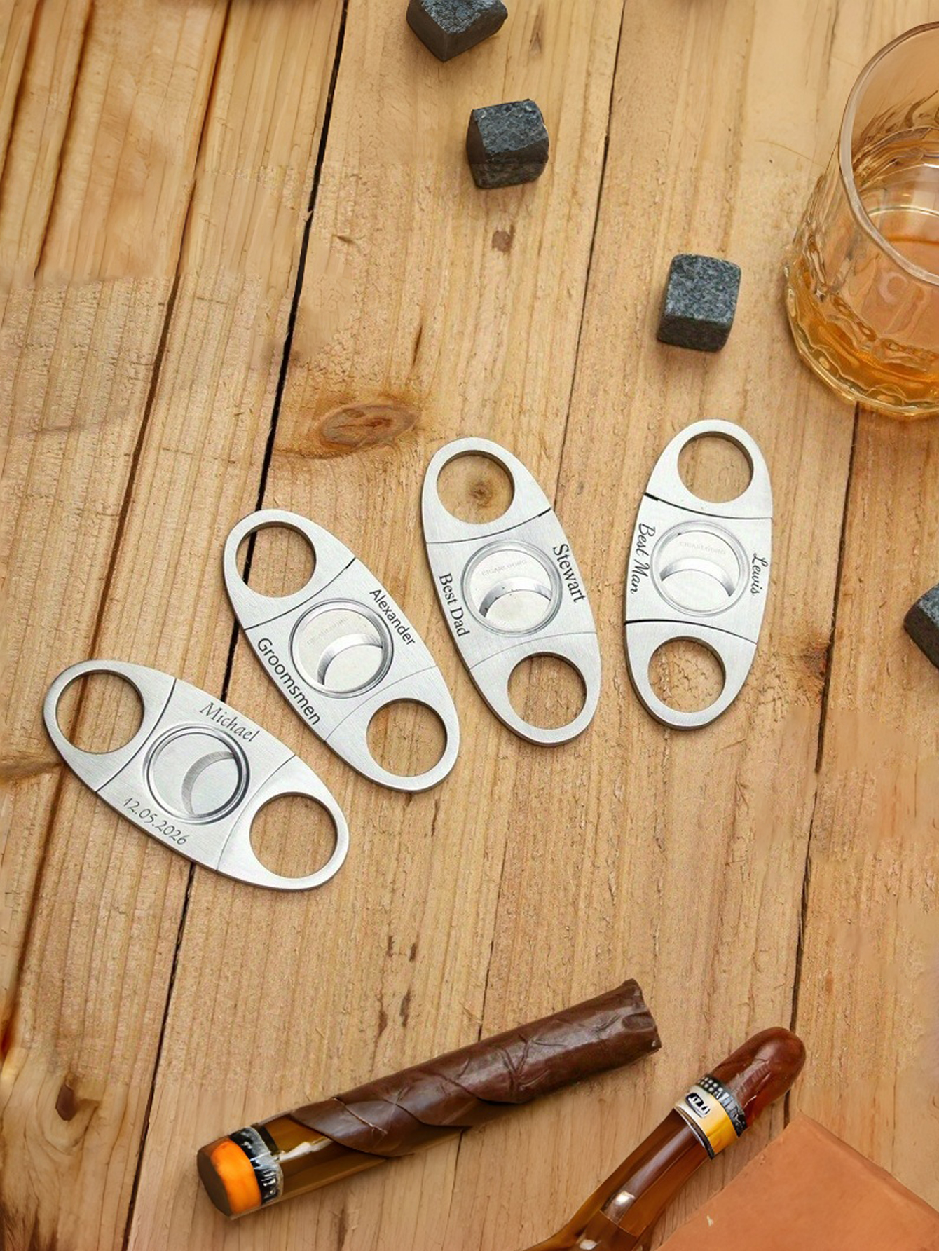 Personalized Engraved Cigar Cutters & Slicers - Heavy-Duty Stainless Steel Manual Cigar Cutters